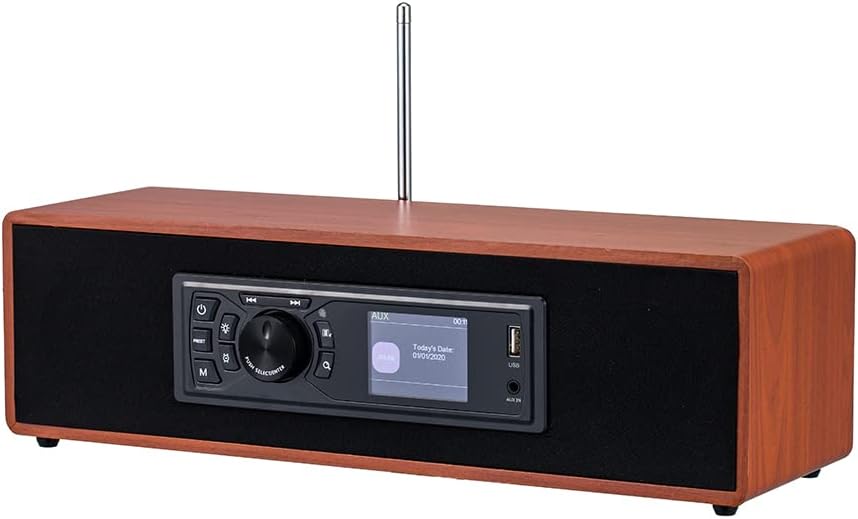 AOVOTO BEA103-04 FM/DAB+ Radio/Bluetooth/USB/AUX IN wooden color radio with remote control & double alarm mode