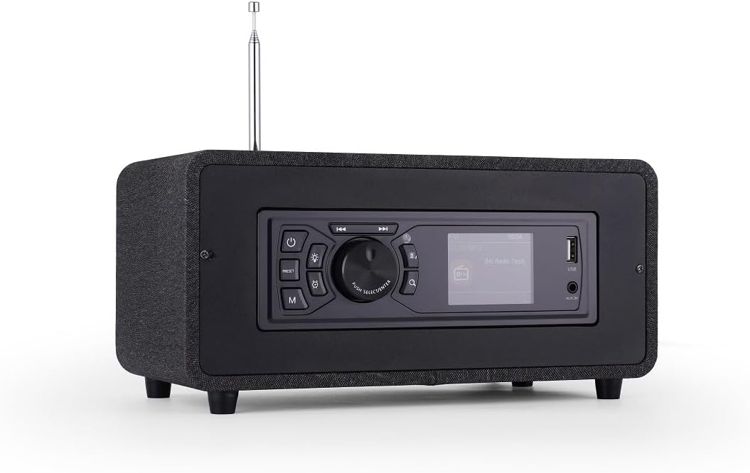 AOVOTO BEA103-028 FM/DAB+ Radio/Bluetooth/USB/AUX IN wooden color radio with remote control & double alarm mode