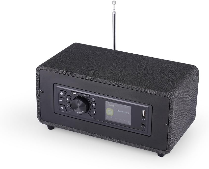 AOVOTO BEA103-028 FM/DAB+ Radio/Bluetooth/USB/AUX IN wooden color radio with remote control & double alarm mode