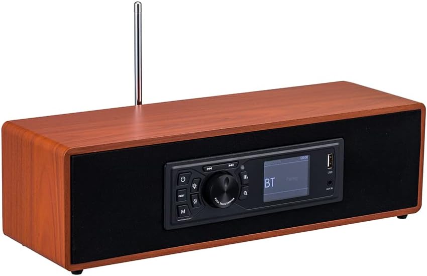 AOVOTO BEA103-04 FM/DAB+ Radio/Bluetooth/USB/AUX IN wooden color radio with remote control & double alarm mode