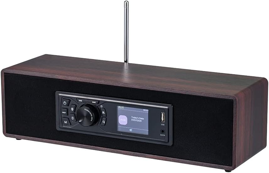 AOVOTO BEA103-08 FM/DAB+ Radio/Bluetooth/USB/AUX IN wooden color radio with remote control & double alarm mode