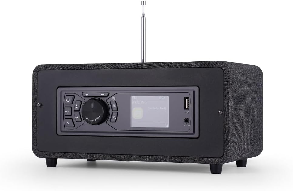 AOVOTO BEA103-028 FM/DAB+ Radio/Bluetooth/USB/AUX IN wooden color radio with remote control & double alarm mode