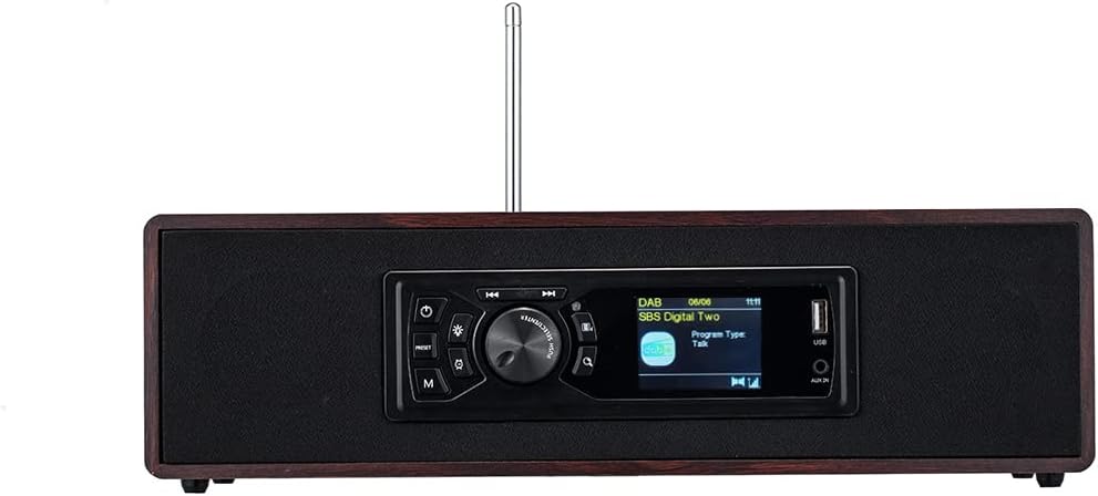 AOVOTO BEA103-08 FM/DAB+ Radio/Bluetooth/USB/AUX IN wooden color radio with remote control & double alarm mode
