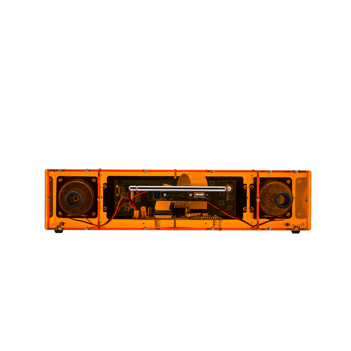 AOVOTO ALK103 FM/DAB Radio Do It Yourself (DIY) Kits mit Acrylgehäuse, DIY DAB+/FM Sets mit Weckmodus & LCD-Display & Stereo-Soundbox (Orange)