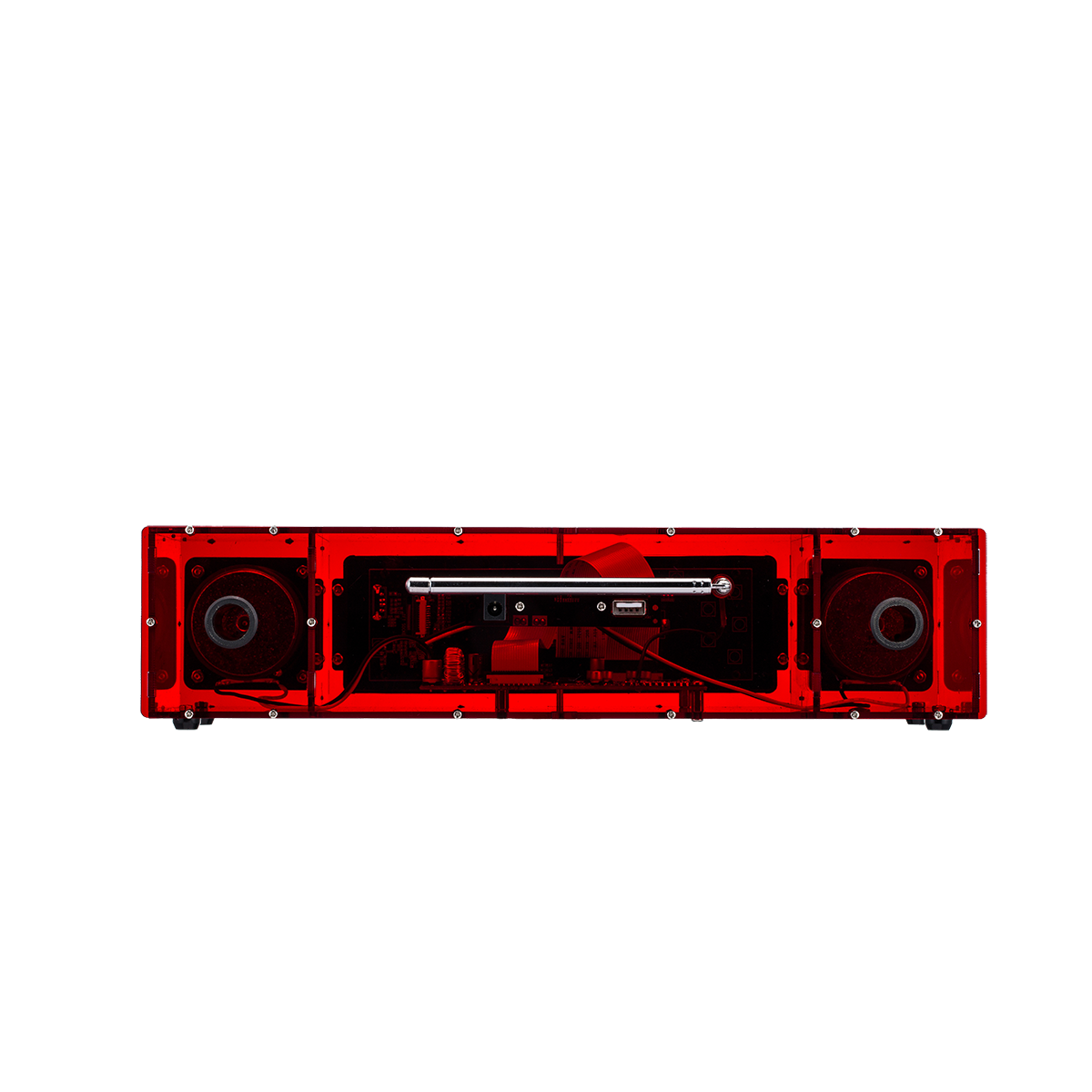 AOVOTO ALK103 FM/DAB Radio Do It Yourself (DIY) Kits mit Acrylgehäuse, DIY DAB+/FM Sets mit Weckmodus & LCD-Display & Stereo-Soundbox (rot)