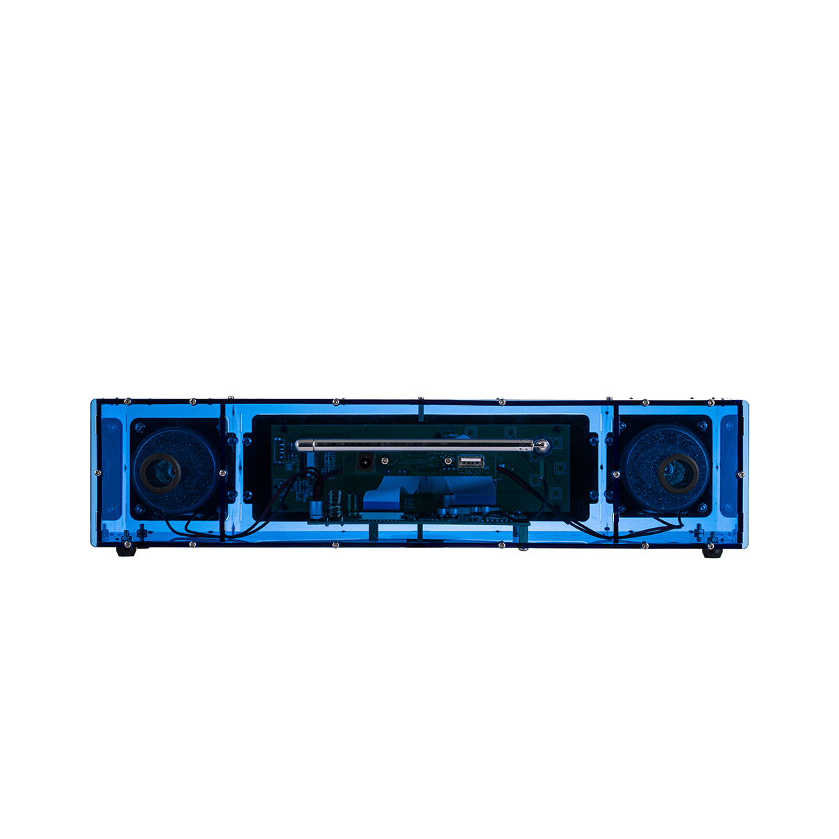AOVOTO ALK103 FM/DAB radio Do It Yourself (DIY) kits with acrylic shell, DIY DAB+/FM Sets with alarm mode & LCD Display & stero sound box (blue)