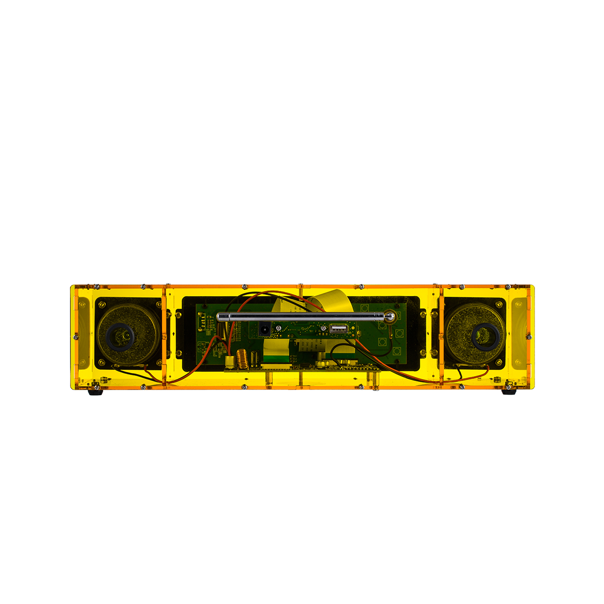 AOVOTO ALK103 FM/DAB Radio Do It Yourself (DIY) Kits mit Acrylgehäuse, DIY DAB+/FM Sets mit Weckmodus & LCD-Display & Stereo-Soundbox (gelb)