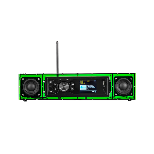 AOVOTO AP06 FM radio Do It Yourself (DIY) kits with acrylic shell, DIY FM Sets with alarm mode & LCD Display & stero sound box (green)