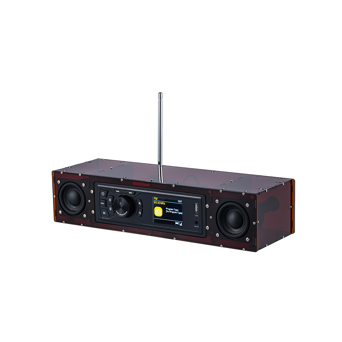 AOVOTO ALK103 FM/DAB Radio Do It Yourself (DIY) Kits mit Acrylgehäuse, DIY DAB+/FM Sets mit Weckmodus & LCD-Display & Stereo-Soundbox (braun)