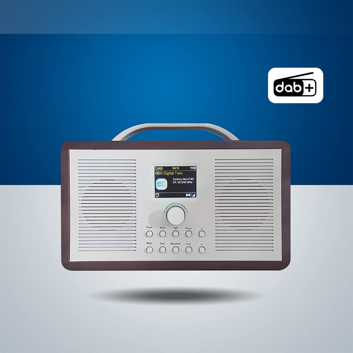 AOVOTO FM/DAB+ Bluetooth Aux In multifunctional Radio,wooden color DAB radio for room & kitchen,DAB radio with alarm & sleep mode (DAB_TB_04)