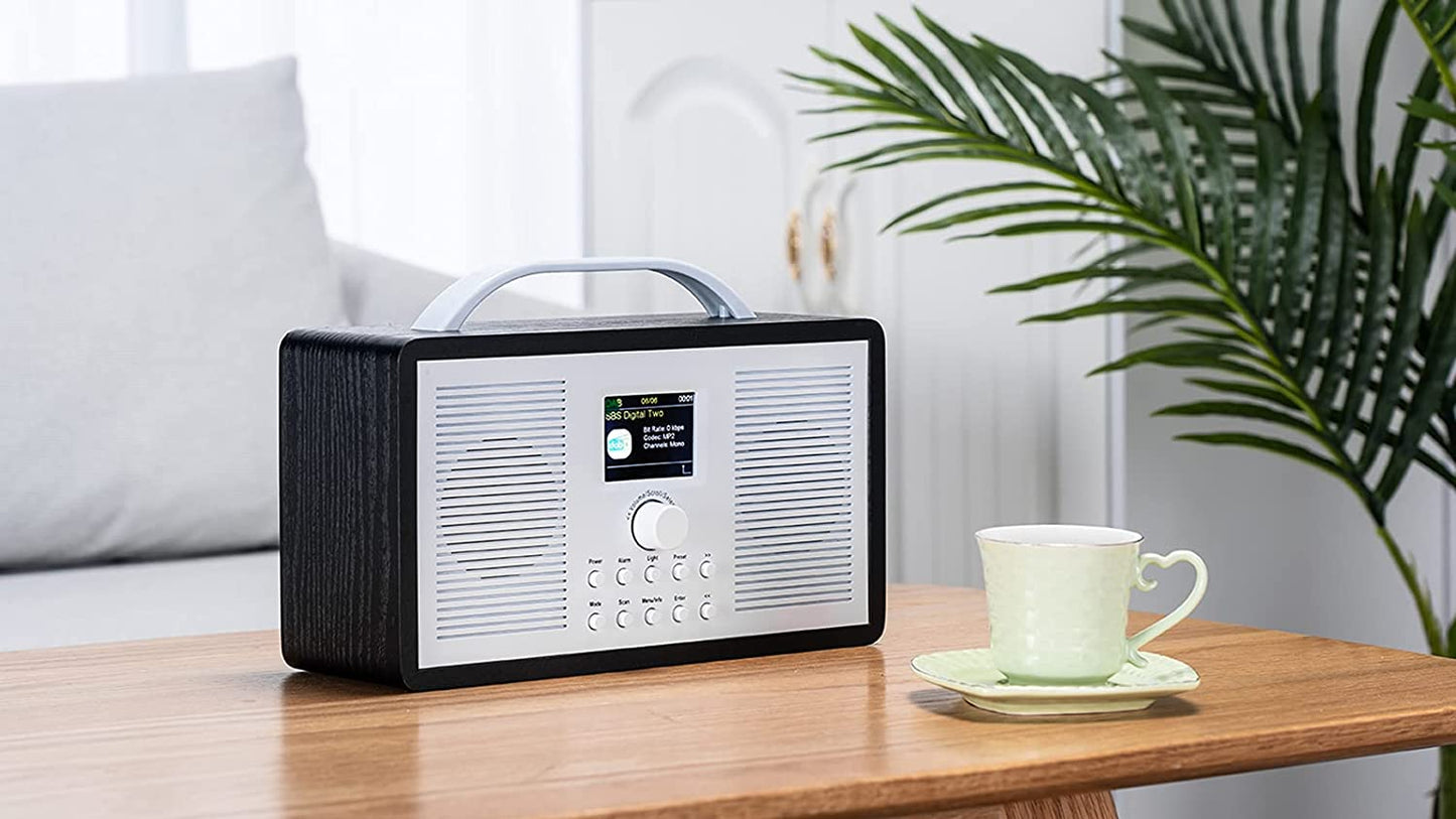 AOVOTO FM/DAB+ Bluetooth Aux In Multifunktionsradio, DAB-Radio mit Wecker & Sleep-Timer & 2,4 TFT-Farbdisplay (DAB_TB_03)