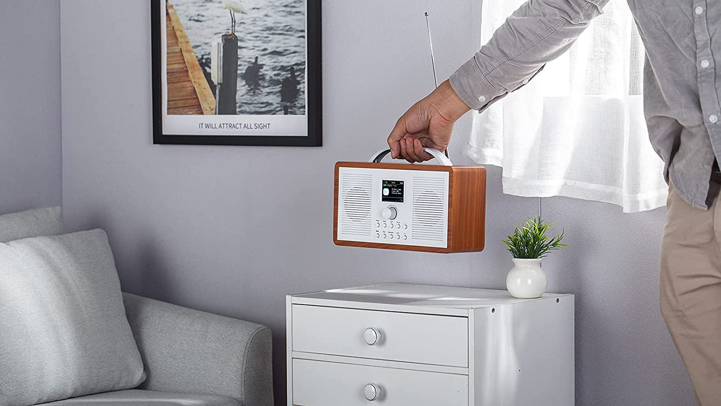 AOVOTO FM/DAB+ Bluetooth Aux In Radio mit Wecker und Sleep-Timer für Zuhause und Küche (DAB_TB_02)