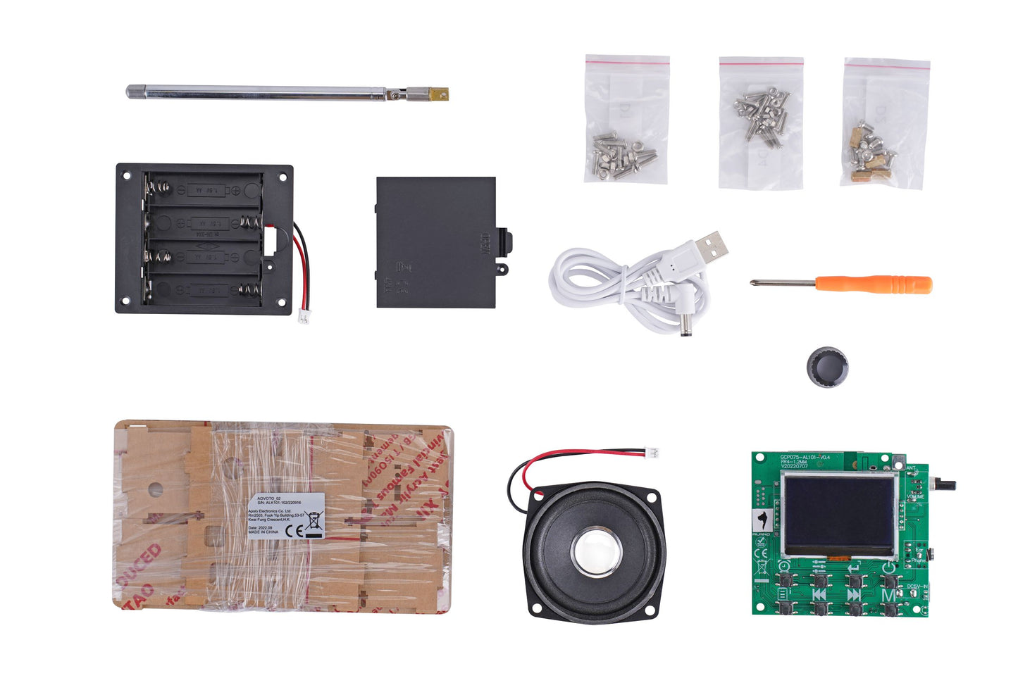 AOVOTO ALK101 Modul für FM/DAB Radio mit Acrylgehäuse, DIY FM/DAB Radiomodul mit Weckmodus