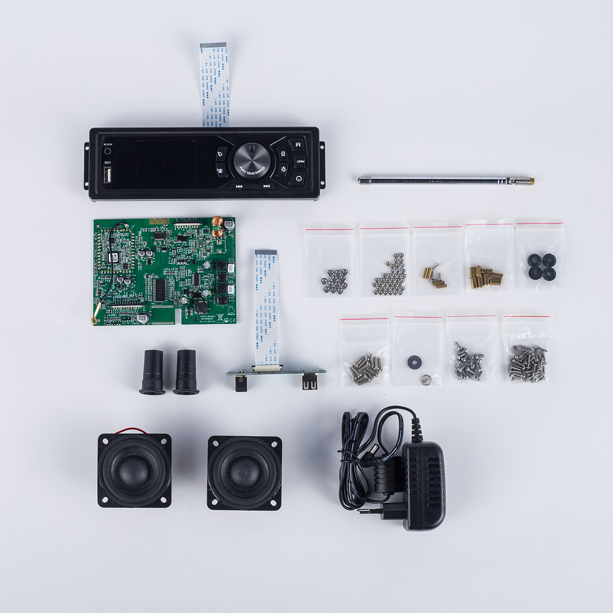 AOVOTO ALK103 FM/DAB radio Do It Yourself (DIY) kits with acrylic shell, DIY DAB+/FM Sets with alarm mode & LCD Display & stero sound box (blue)