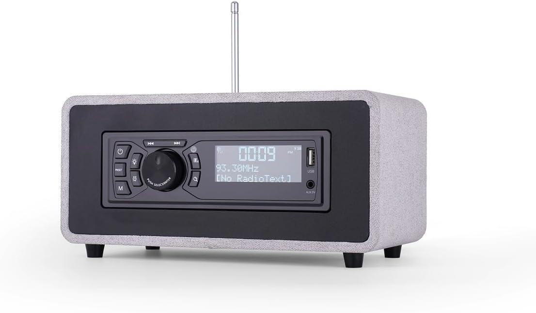 AOVOTO BEA103-027 FM/DAB+ Radio/Bluetooth/USB/AUX IN wooden color radio with remote control & double alarm mode