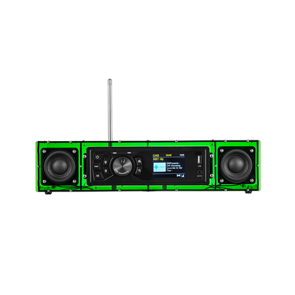 AOVOTO ALK103 Kits radio FM/DAB Do It Yourself (DIY) avec coque en acrylique, ensembles DIY DAB+/FM avec mode alarme et écran LCD et boîte de son stéréo (vert)