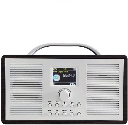 AOVOTO FM/DAB+ Radio/Bluetooth/AUX IN multifunctional wooden color radio with alarm & sleep mode,2.4 TFT Color Display (DAB_TB_01)